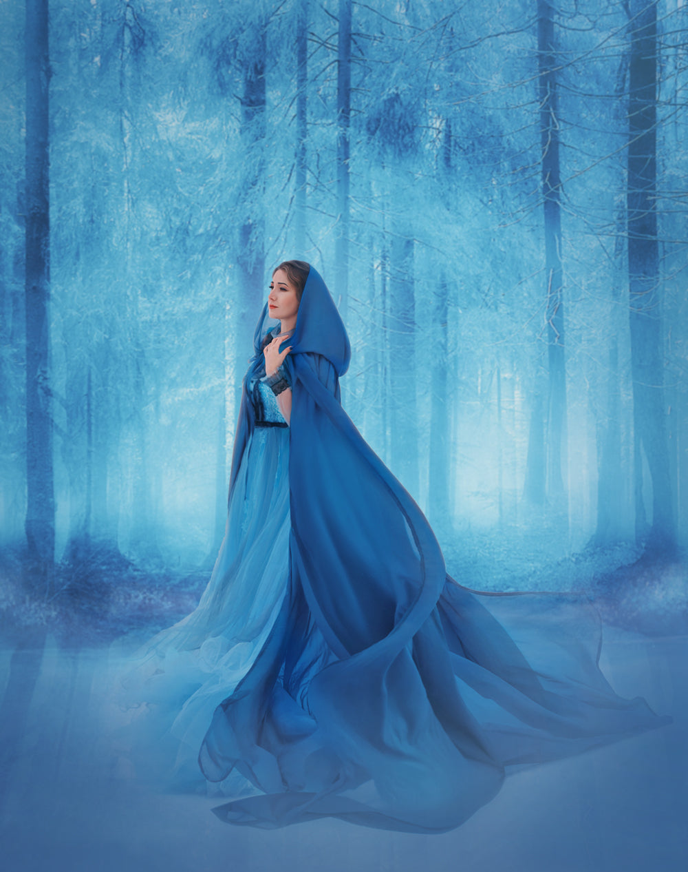 Avezano Water Woods Blue Fog Photography Backdrop-AVEZANO